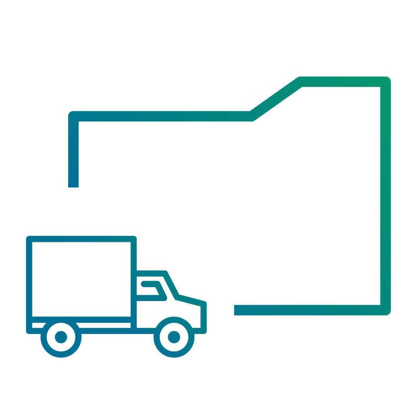 Icon einer Akte mit Lieferwagen zur Darstellung einer Lieferantenakte als Beispiel für digitale Akten