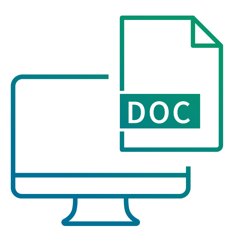 Icon eines Computerbildschirmes und einem Dokument das aus dem Bildschirm herausragt